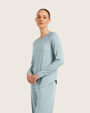 Load image into Gallery viewer, Boody Goodnight Raglan Sleep Top - Mineral Blue - Small
